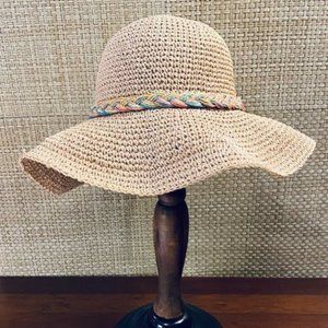 NWOT Natural Pastel Braid Floppy Hat